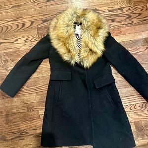 Kate Spade Removable Fur Collar Pea Coat - Medium